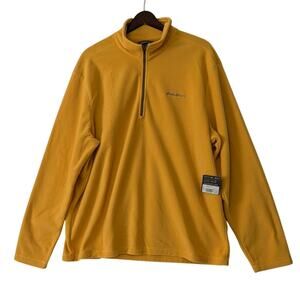 Eddie Bauer Mens Fast Fleece 100 1/4-Zip‎ Pullover Sweater Size XL Marigold New